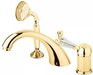 Смеситель CEZARES -BVDM-03/24-Sw на борт ванны, 3 отверстия, золото 24кар/ручка Swarovski