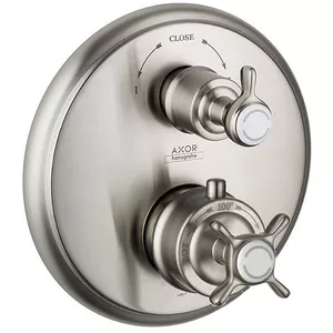Смеситель Axor 16820820 термостат с запорным/переключ вентилем, внешняя часть, шлиф никель