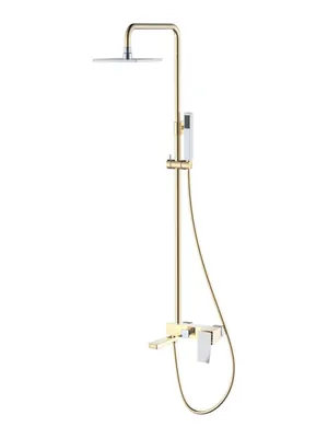 Душевой комплект Boheme 148-GCR.2 настенный, однозахватный, верхний/ручной душ, золото+хром