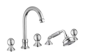 Смеситель CEZARES -BVD-01-M на борт ванны, 5 отверстий, выдвижной душ, хром/ручки металл