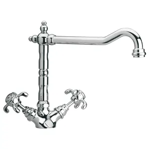 Смеситель для кухни Paini двухзахватный, поворотный излив, хром 87CR570BKM