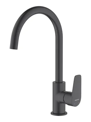 Смеситель для кухни Aquatek AQ1182MB однозахватный, поворотный излив 246мм, черный матовый