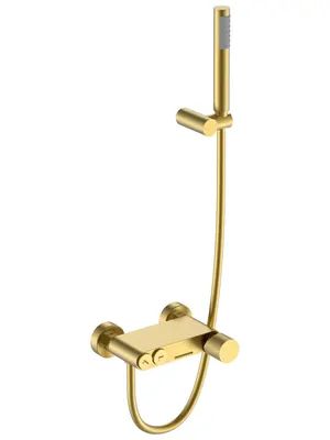 Смеситель Boheme 123-MG.2 для ванны/душа, настенный, с изливом, с ручным душем, золото мат