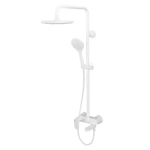 Душевая система WasserKRAFT однозахватный смеситель, верхний/ ручной душ, белый Soft-touch