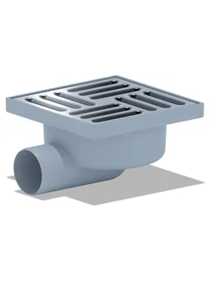 Трап душевой АНИ Пласт 15х15 решетка нерж.сталь, горизонтальный выпуск 50мм, гидрозатвор TA5112