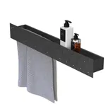 Полка FLOW Double 700х92х90 настенная, полотенцедержатель слева, черный Fl--d70л-ч