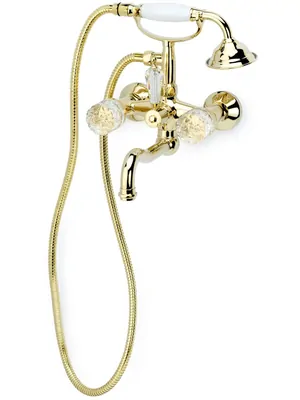 Смеситель Boheme 293-CRST для ванны/душа, настенный, двухзахв, лейка 1 режим, золото