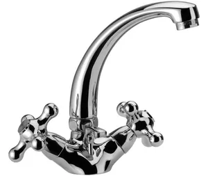 Смеситель для раковины Daniel V5118CR двухзахватный, с донным клапаном, хром