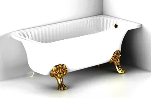 Ванна MIGLIORE ANG 174x83 на 2-х лапах "MIGLIORE", установка к стене, белая/бронза 25443