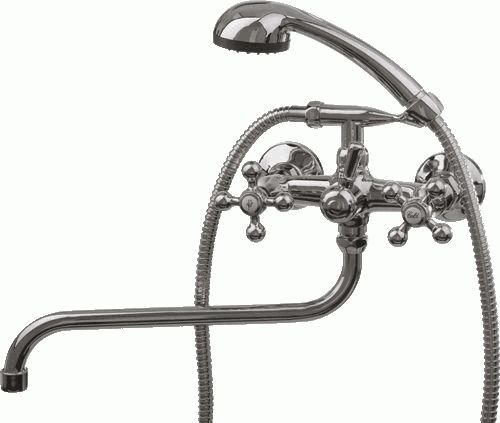 Смеситель Ledeme Н19 настенный, для ванны и душа, двухзахватный, с душевой лейкой, хром L2619-2