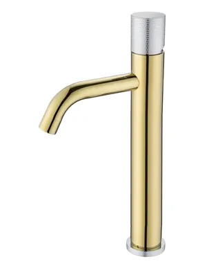 Смеситель Boheme 122-GCR.2 для раковины, на 1 отверстие,однозахватный, ручка touch,золото+хром