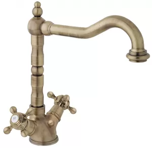 Смеситель CEZARES LS2-02 для умывальника, двухзахватный, с донным клапаном, бронза