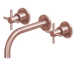 Смеситель для раковины Zucchetti ZHM760.XP91 настенный, на 3 отв., внеш. часть, медь полиров