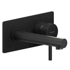 Смеситель NOBILI для раковины, встраиваемый, внешняя часть, излив 160мм, черный мат LV00498BM