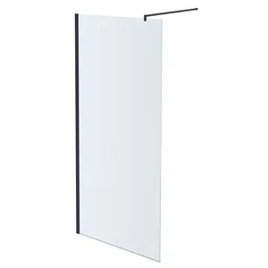 Душевая стенка АКВАТЕК Walk In AQ WIW 08020BL  800х2000 с фиксатором, стекло прозр./профиль черный