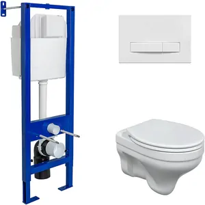 BERGES комплект инсталляция ATOM Line 410, клавиша смыва белая, унитаз ALBIT S, сиденье 042435