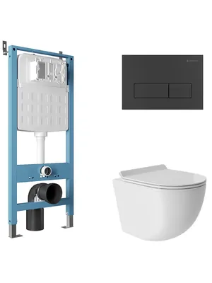 Инсталляция Aqueduto TECNICA N + унитаз с сиденьем + клавиша смыва RETANGULO N AQDS214Т