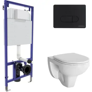 BERGES комплект инсталляция NOVUM525, клавиша смыва D5 черная, унитаз GAMMA с сиденьем 042418