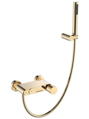 Смеситель Boheme 123-GG для ванны/душа, настенный, с изливом, с ручным душем, золото