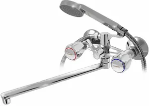 Смеситель для ванны VARION Armaturen 1014 18 1 керамич.перекл., резин. кр., плоский излив 330мм