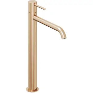 Смеситель для умывальника RAVAK X070348 однозахватный, излив 257 мм, розовое золото