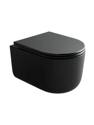 Унитаз подвесной Ceramicanova Торнадо 365х490х360мм безободковый, с сиденьем, черный CN4006TMB