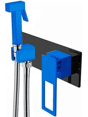 Смеситель Boheme 147-BUW встраиваемый, с гигиеническим душем, однозахватный, черный+синий