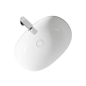 Раковина встраиваемая снизу Ceramicanova 565х385х210 овальная, перелив, белый CN6044