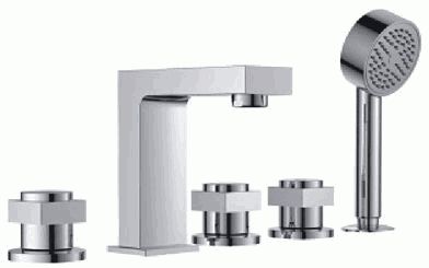 Смеситель Ledeme на борт ванны, фиксированный излив, с душевой лейкой, хром L1187