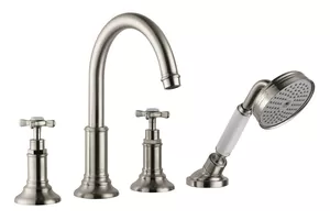 Смеситель Axor 16546820 на борт ванны двухзахватный на 4 отверстия, шлиф никель