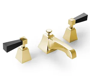 Смеситель для раковины Devon&Devon 3VPTIME200OTNE 3 отверстия, д/к, св.зол/черный хрусталь