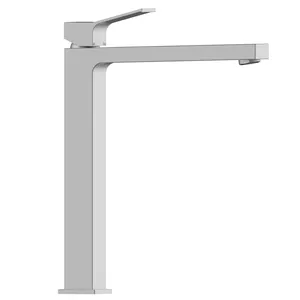 Смеситель для раковины Bossini 253 мм,однозахватный,фикс. излив, с д/кл.,шлиф. никель Z00709.094