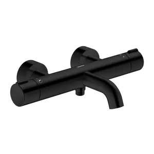 Смеситель Duravit для ванны настенный термостат с переключ. и изливом, черный матовый C15220000046