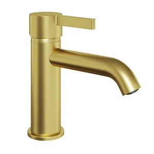 Смеситель для раковины Paini однозахватный, без донного клапана, золото брашированное 74PJ205O