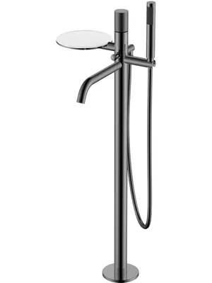 Смеситель Boheme 129-SGM.2 для ванны/душа, напольный, однозахв, с ручным душем, графит гл