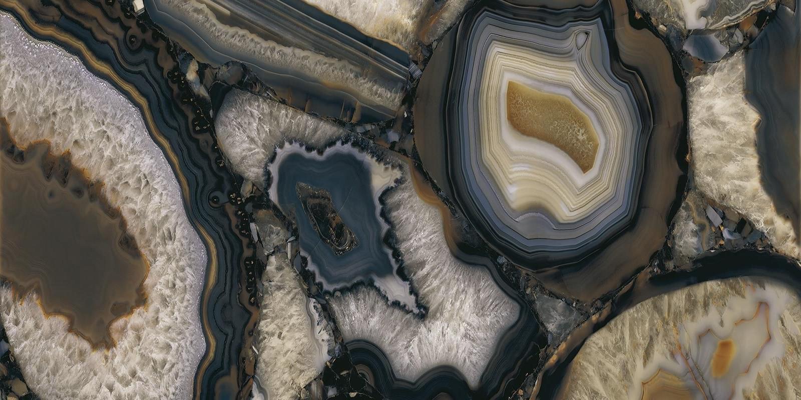 панно Marmi Stuoiato Book Match B Agate Black Full Lappato 162x324