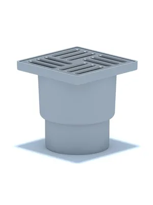 Трап душевой АНИ Пласт 15х15 решетка нерж.сталь, нерегул., вертик.выпуск 110мм, сухой затвор TQ1212