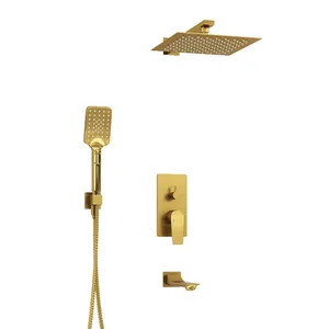 Душевая система WasserKRAFT A175571 встраиваемый смеситель, излив, верхний/ручной душ, золото