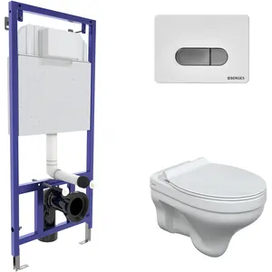 BERGES комплект инсталляции с клавишей смыва D7 белая/хром глянец, унитаз ALBIT S 4в1 042441