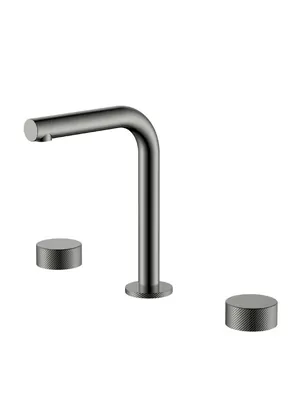 Смеситель Boheme 152-GM.4 для раковины, на 3 отверстия, двухзахв, ручки spirale, графит