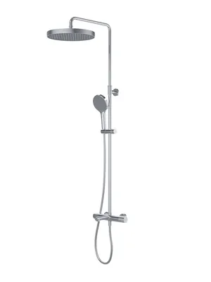 Душевая система IDDIS DUNSBSTi06 настенная с изливом, термостат, верх./руч. душ, хром глянц