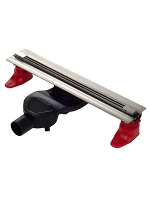 Душевой лоток BERGES 400 мат.хром, бок. выпуск S-сифон D50 H60 реш. и заглушка 090177