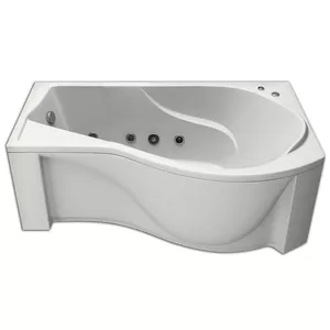 Ванна акриловая BAS 1700х800 угловая, правая, асимметричная с г/м оборудованием FLAT, каркас