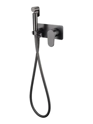 Смеситель Boheme 457-GM с гигиеническим душем, встраиваемый, однозахв, с держателем, графит