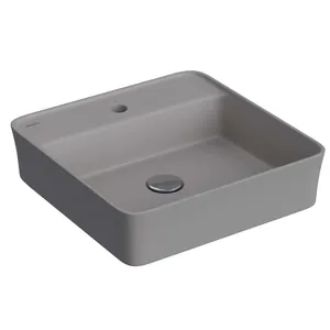 Раковина накладная BERGES 182064 квадратная 450х450х115 с отв. под смеситель, мат. серый