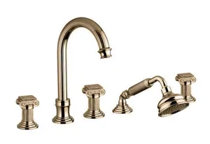 Смеситель CEZARES -BVD-02-O на борт ванны, 5 отверстий, выдвижной душ, бронза/ручки металл