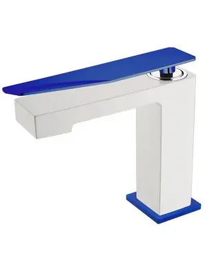 Смеситель Boheme 141-WUW.2 для раковины, на 1 отверстие, однозахватный, белый+синий