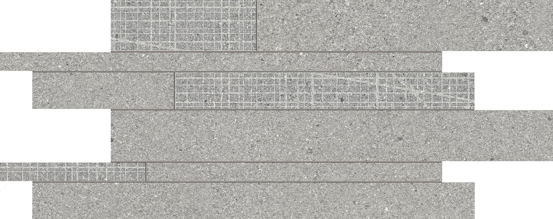 мозаика Grain Stone Listelli Sfalsati Fine Rough Grain Grey Naturale 30x60