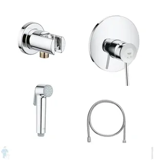 Комплект гигиенического душа Grohe BauClassic 124434 смеситель, лейка, шланг, держатель (26506)