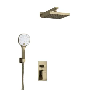 Душевая система WasserKRAFT встраиваемая, однозахватный смеситель, верх./руч. душ, бронза